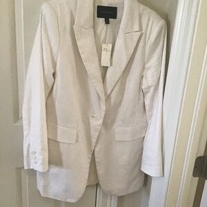 Banana Republic white linen blazer